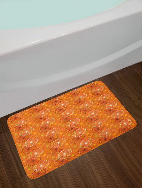 East Urban Home Grunge Yellow Brown White Orange Bath Rug | Wayfair